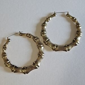 Gold Bamboo Hoop Earrings